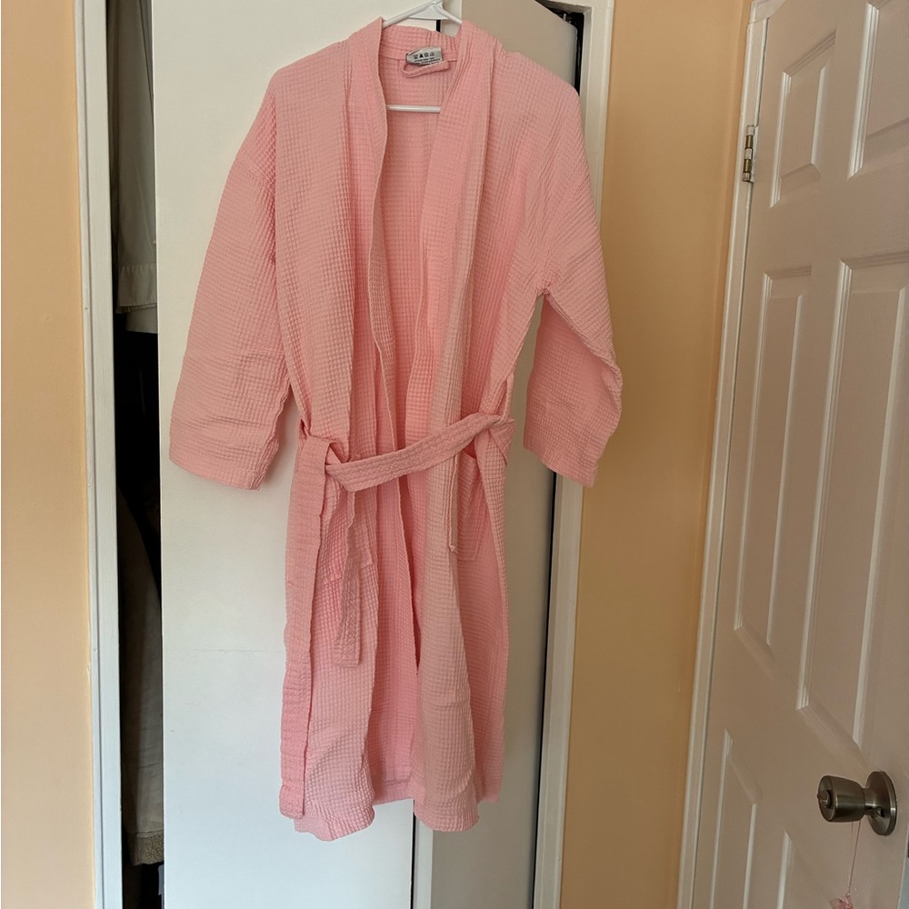 Pink Waffle Knit Robe